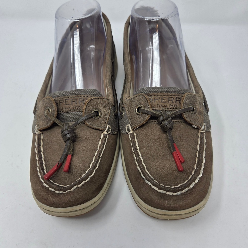 Sperry Top-Sider Dunefish Womens Brown Leather Fabric Boat Shoes STS97714 Sz 9M